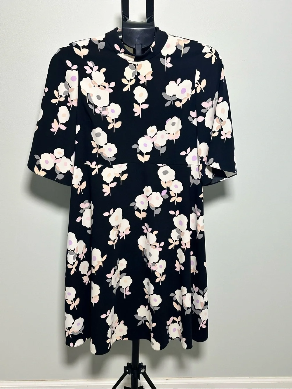 Kate Spade Black Floral Fit & Flare Dress Size 10